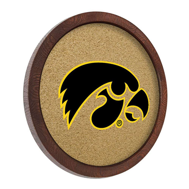 Iowa Hawkeyes Faux Barrel Framed Cork Board - Color Logo Iowa Hawkeyes Faux Barrel Framed Cork Board - Color Logo