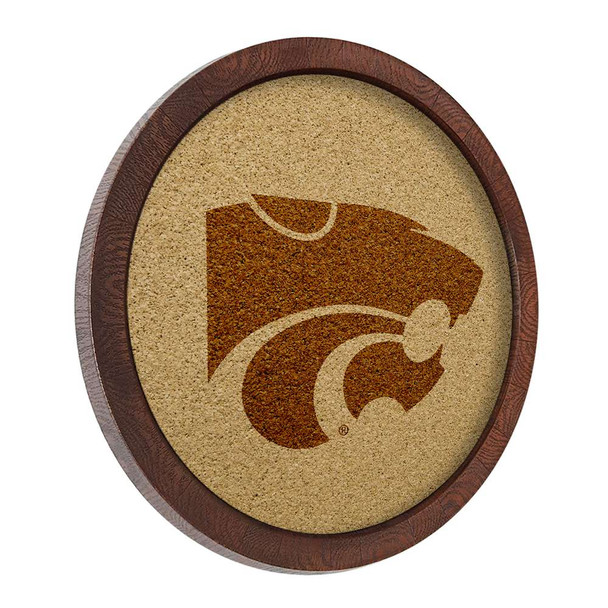 Kansas State Wildcats Faux Barrel Framed Cork Board - Monochrome Logo Kansas State Wildcats Faux Barrel Framed Cork Board - Monochrome Logo