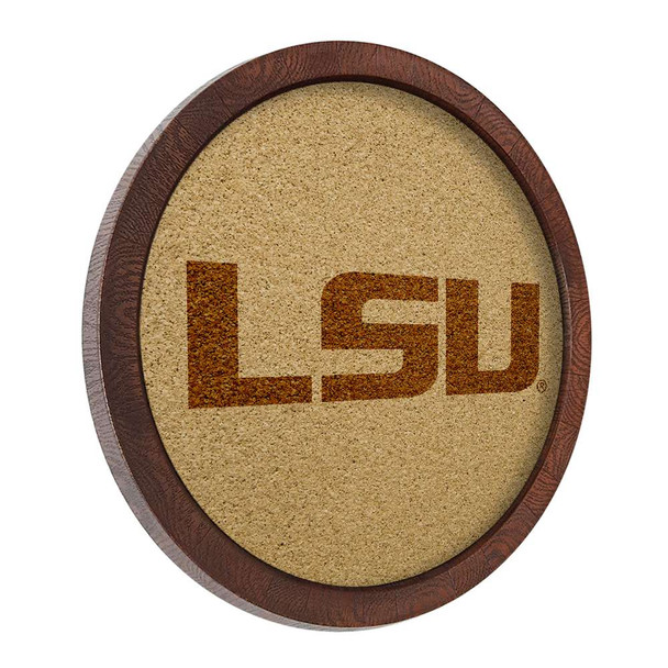 LSU Tigers Faux Barrel Framed Cork Board - Monochrome Logo LSU Tigers Faux Barrel Framed Cork Board - Monochrome Logo