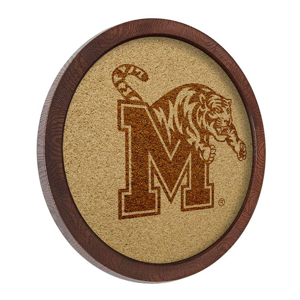 Memphis Tigers Faux Barrel Framed Cork Board - Monochrome Logo Memphis Tigers Faux Barrel Framed Cork Board - Monochrome Logo