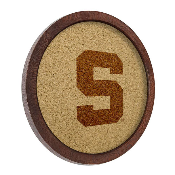 Michigan State Spartans Block S - Faux Barrel Framed Cork Board - Monochrome Logo Michigan State Spartans Block S - Faux Barrel Framed Cork Board - Monochrome Logo