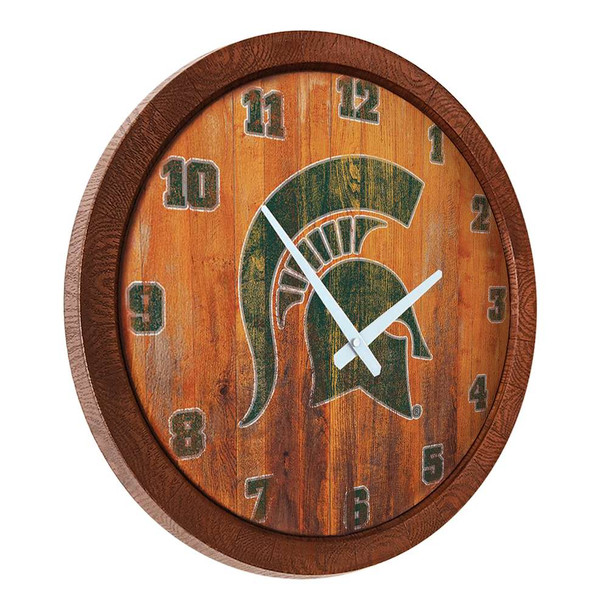 Michigan State Spartans Weathered Faux Barrel Top Wall Clock