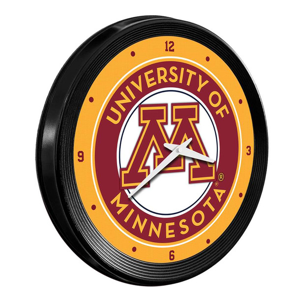 Minnesota Golden Gophers Ribbed Frame Wall Clock - Black