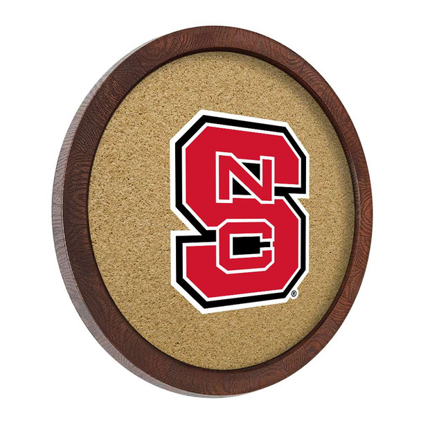 NC State Wolfpack Faux Barrel Framed Cork Board - Color Logo