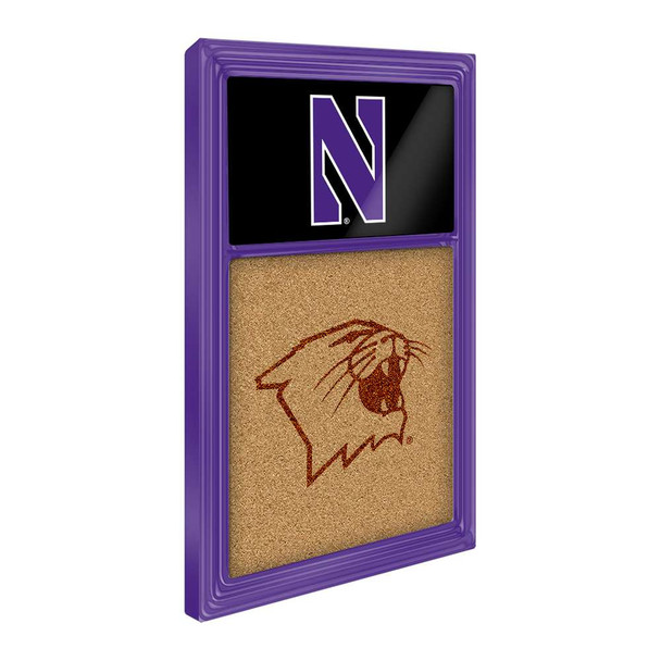 Northwestern Wildcats Dual Logo - Cork Note Board - Black / Purple Frame Northwestern Wildcats Dual Logo - Cork Note Board - Black / Purple Frame