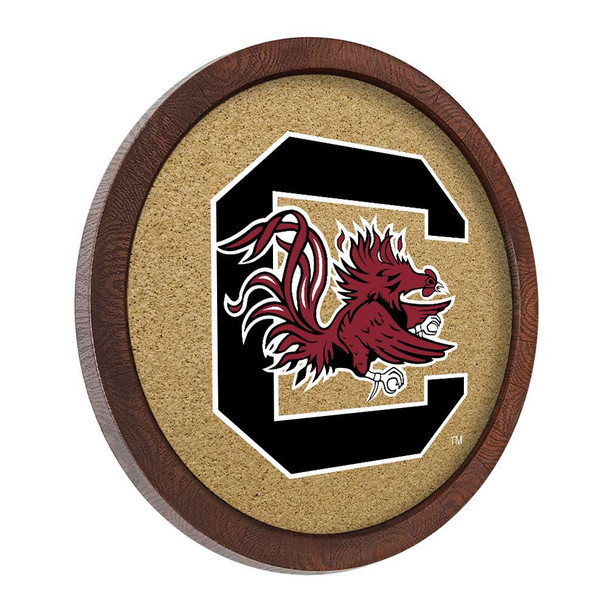 South Carolina Gamecocks Faux Barrel Framed Cork Board - Color Logo South Carolina Gamecocks Faux Barrel Framed Cork Board - Color Logo