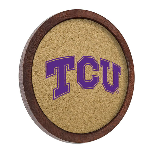 TCU Horned Frogs Faux Barrel Framed Cork Board - Color Logo