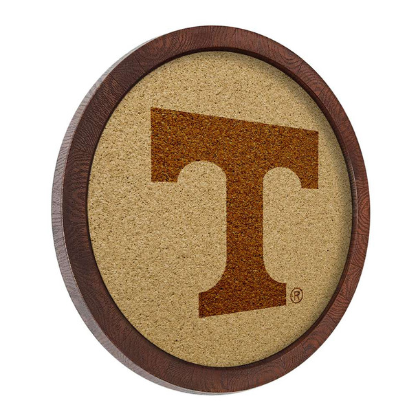 Tennessee Volunteers Faux Barrel Framed Cork Board - Monochrome Logo