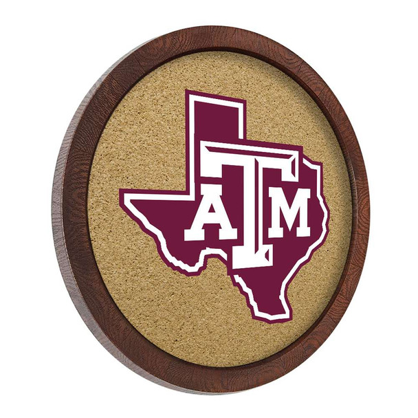 Texas A&M Aggies Texas - Faux Barrel Framed Cork Board - Color Logo Texas A&M Aggies Texas - Faux Barrel Framed Cork Board - Color Logo