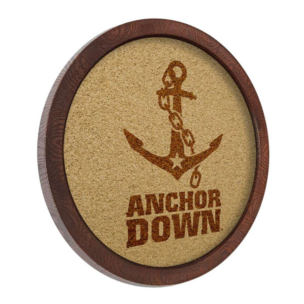 Vanderbilt Commodores Anchor - Faux Barrel Framed Cork Board - Monochrome Logo Vanderbilt Commodores Anchor - Faux Barrel Framed Cork Board - Monochrome Logo