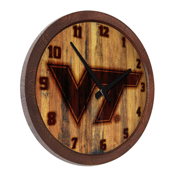 Virginia Tech Hokies Branded Faux Barrel Top Wall Clock Virginia Tech Hokies Branded Faux Barrel Top Wall Clock