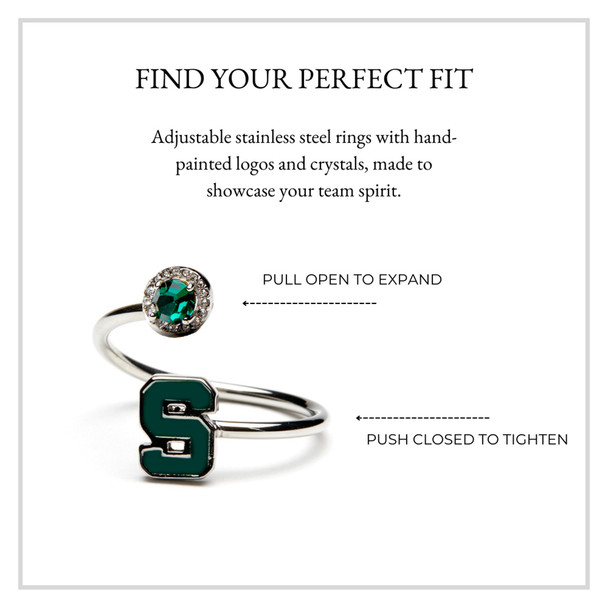 Michigan State Spartans "S" Stainless Steel Adjustable Ring | Stone Armory | MI-MSU601 Michigan State Spartans "S" Stainless Steel Adjustable Ring | Stone Armory | MI-MSU601