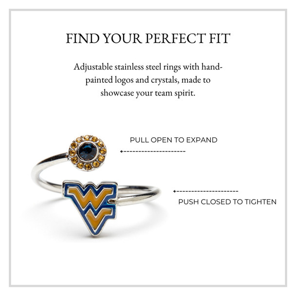West Virginia Mountaineers Stainless Steel Adjustable Ring | Stone Armory | WVU601 West Virginia Mountaineers Stainless Steel Adjustable Ring | Stone Armory | WVU601