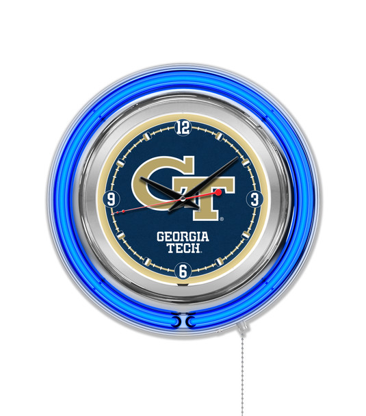 Georgia Tech Yellow Jackets Double Neon Wall Clock | Holland Bar Stool Co. | Clk15GATech