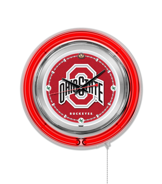 Ohio State Buckeyes Double Neon Wall Clock | Holland Bar Stool Co. | Clk15OhioSt