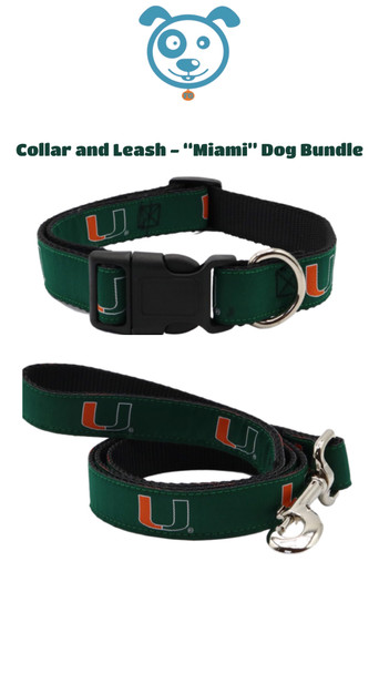 Miami Hurricanes Dog Collar and Leash Set | STADIUM SPOT | DC-UM-DL-UM-6