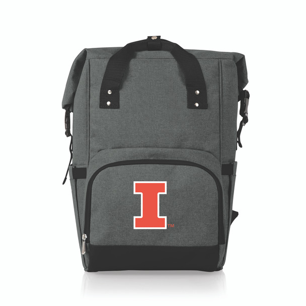 Illinois Fighting Illini On The Go Roll-Top Cooler Backpack | Picnic Time | 616-00-105-216-0