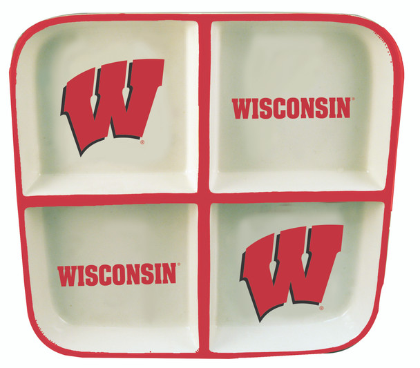 Wisconsin Badgers 4 Section Square Tray  | Memory Company | COL-WIS-2408 Wisconsin Badgers 4 Section Square Tray  | Memory Company | COL-WIS-2408