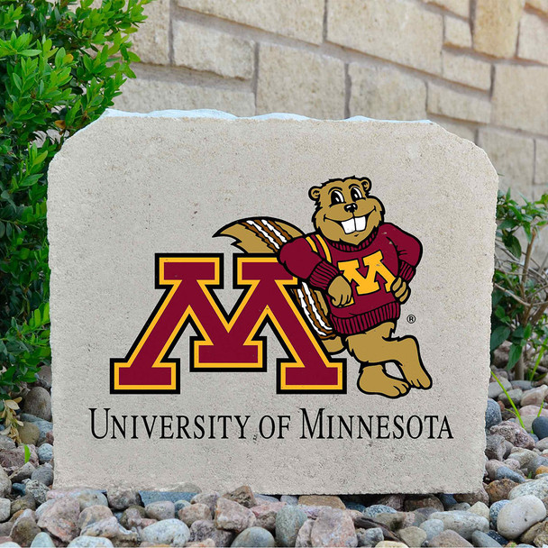 Minnesota Golden Gophers Decorative Stone M Goldy Leaning - Medium | Stoneworx2 | MINN-9