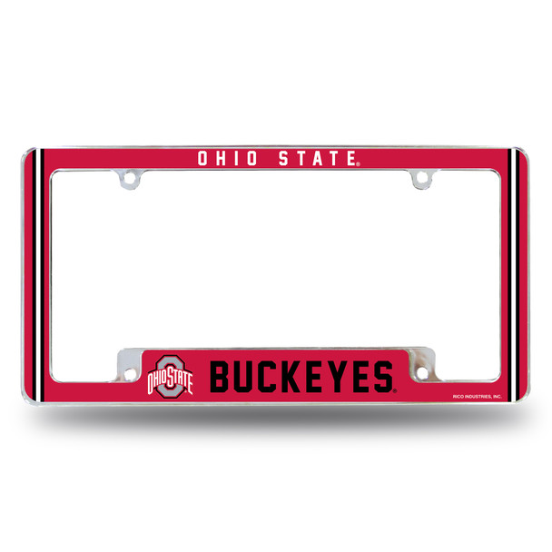 Ohio State Buckeyes Alternate Classic Chrome License Plate Frame | Rico Industries | AFC300110B