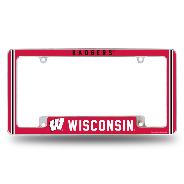 Wisconsin Badgers Classic Chrome License Plate Frame | Rico Industries | AFC450110B Wisconsin Badgers Classic Chrome License Plate Frame | Rico Industries | AFC450110B