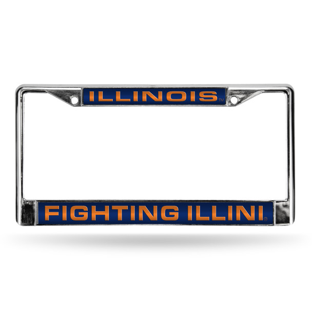 Illinois Fighting Illini Blue Laser Cut Chrome Frame | Rico Industries | FCL400101 Illinois Fighting Illini Blue Laser Cut Chrome Frame | Rico Industries | FCL400101