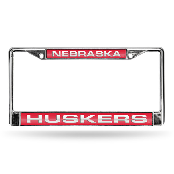 Nebraska Huskers Red Laser Cut Chrome Frame | Rico Industries | FCL410103
