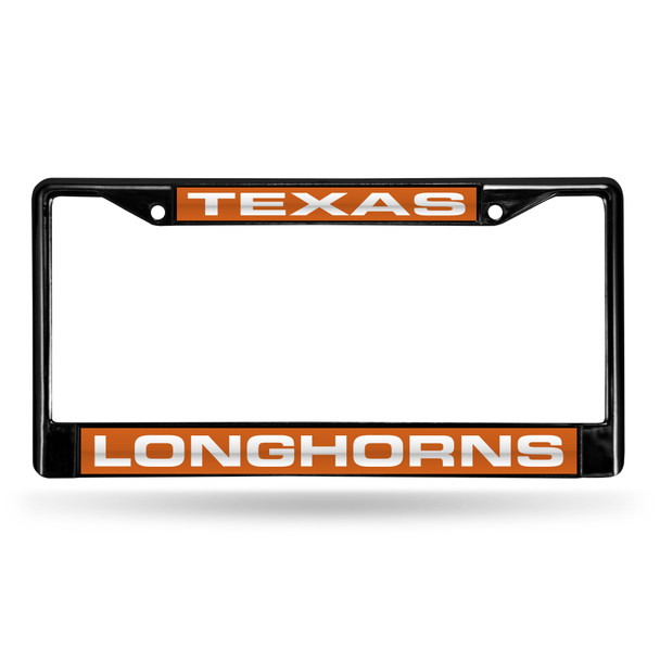 Texas Longhorns Black Laser Cut Chrome Frame | Rico Industries | FCLB260103