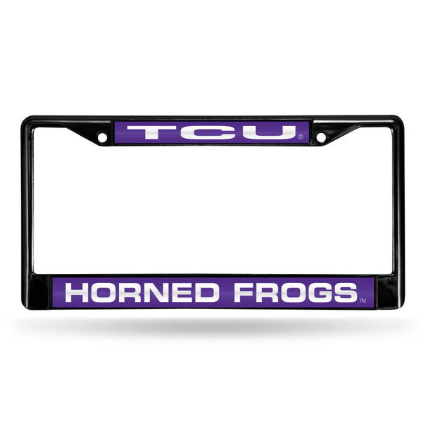 TCU Horned Frogs Black Laser Cut Chrome Frame | Rico Industries | FCLB260501