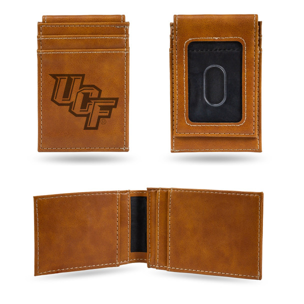 UCF Knights Brown Laser Engraved Front Pocket Wallet  | Rico Industries | LEFPW100501BR UCF Knights Brown Laser Engraved Front Pocket Wallet  | Rico Industries | LEFPW100501BR