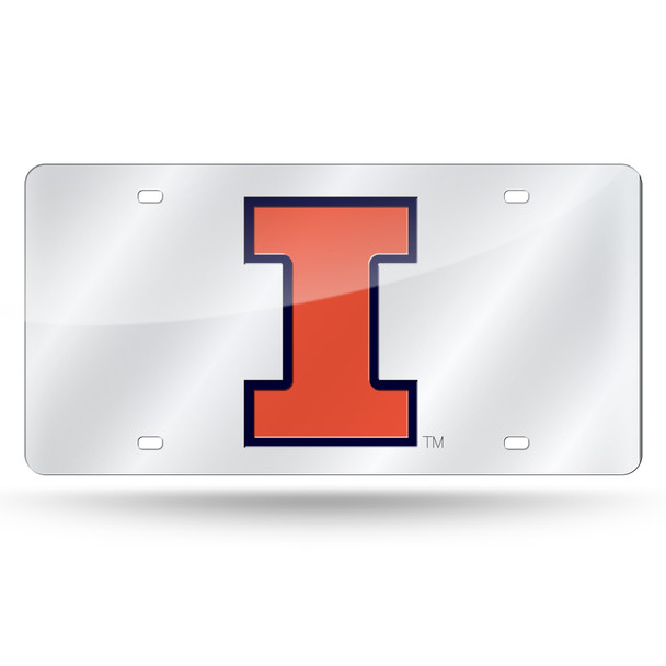 Illinois Fighting Illini Silver Silver Laser Cut Tag  | Rico Industries | LZS400102 Illinois Fighting Illini Silver Silver Laser Cut Tag  | Rico Industries | LZS400102