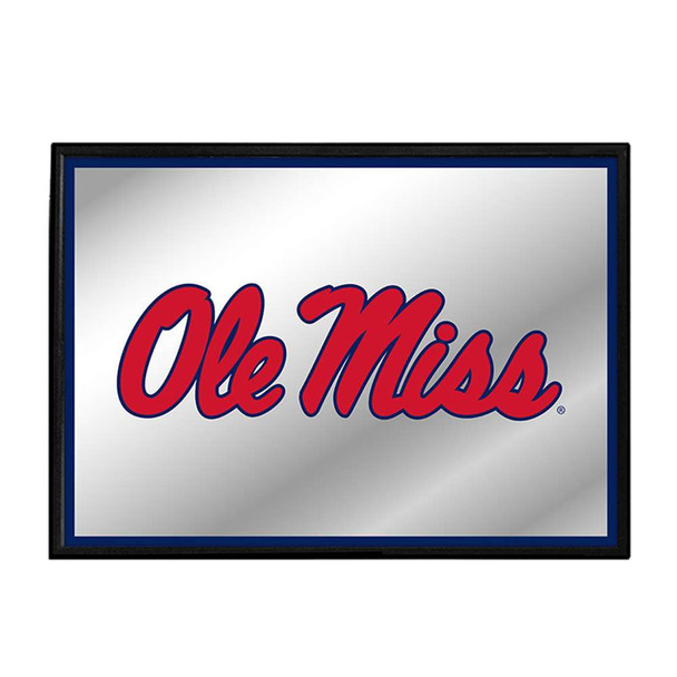 Mississippi Rebels: Framed Mirrored Wall Sign - Blue Edge | The Fan-Brand | NCMISS-265-01A