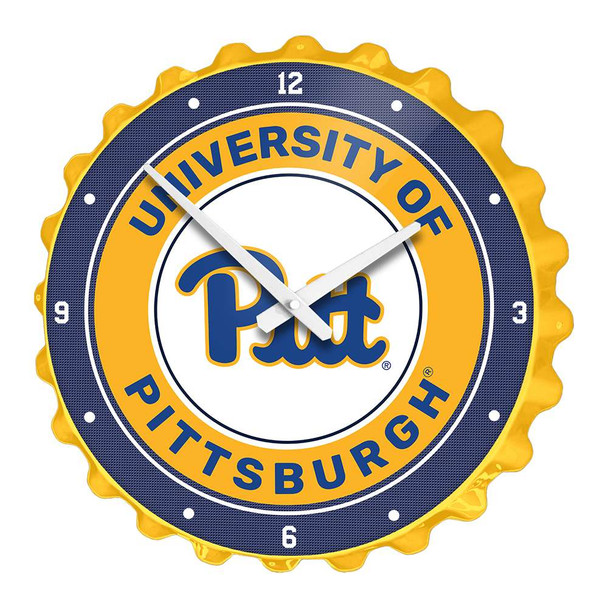 Pittsburgh Panthers: Bottle Cap Wall Clock - Gold | The Fan-Brand | NCPITT-540-01B
