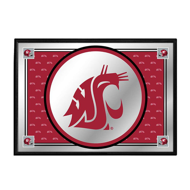Washington State Cougars: Team Spirit, Logo - Framed Mirrored Wall Sign - Red Background | The Fan-Brand | NCWAST-265-02B