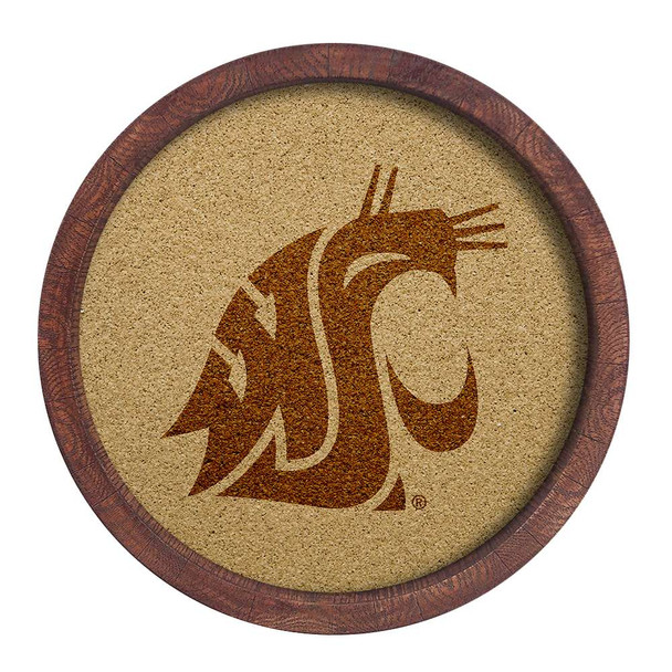 Washington State Cougars: Logo - "Faux" Barrel Framed Cork Board - Monochrome Logo | The Fan-Brand | NCWAST-632-01B Washington State Cougars: Logo - "Faux" Barrel Framed Cork Board - Monochrome Logo | The Fan-Brand | NCWAST-632-01B