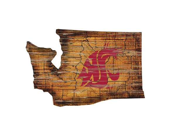 Washington State Cougars Distressed State Wall Art |FAN CREATIONS |  C0728-Washington State