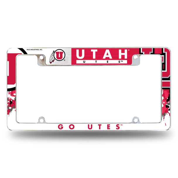 Utah Utes Primary Chrome License Plate Frame | Rico Industries | AFC530101T