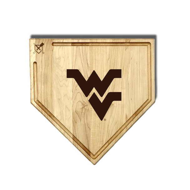 West Virginia Mountaineers Full Size Home Plate Cutting Board With Trough | Baseball BBQ | GRTLHPCBT17WVM