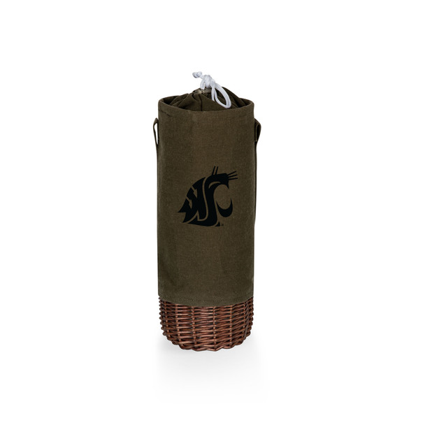 Washington State Cougars Malbec Insulated Canvas and Willow Wine Bottle Basket | Picnic Time | 201-00-140-634-0