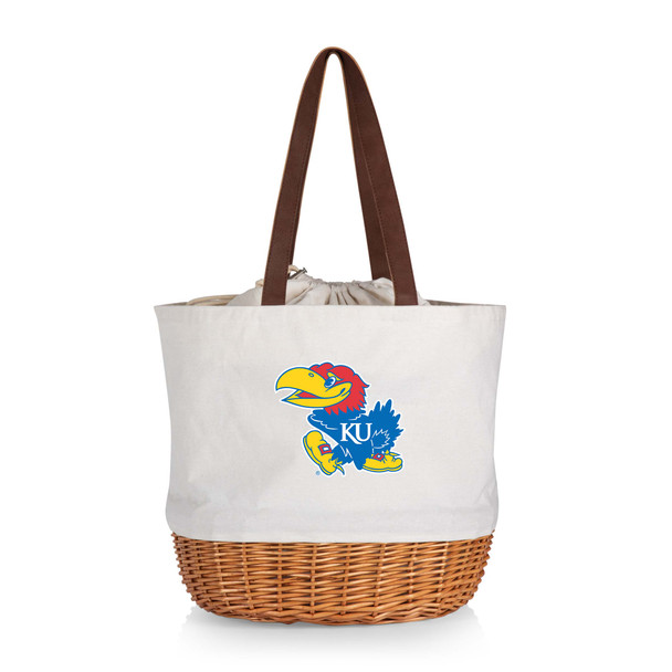 Kansas Jayhawks Coronado Canvas and Willow Basket Tote | Picnic Time | 203-00-187-244-0
