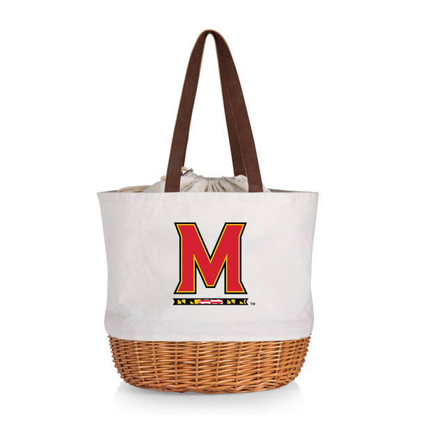 Maryland Terrapins Coronado Canvas and Willow Basket Tote | Picnic Time | 203-00-187-314-0