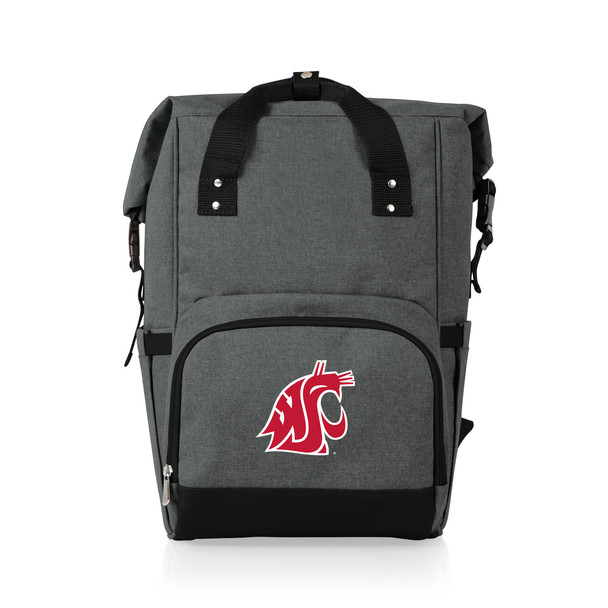 Washington State Cougars On The Go Roll-Top Backpack Cooler | Picnic Time | 616-00-105-636-0