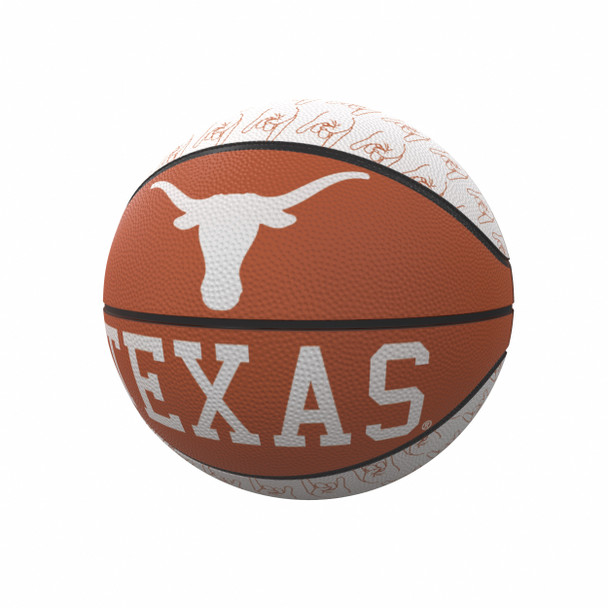 Texas Longhorns Repeating Logo Mini-Size Rubber Basketball| Logo Brands |LGC218-91MR-1