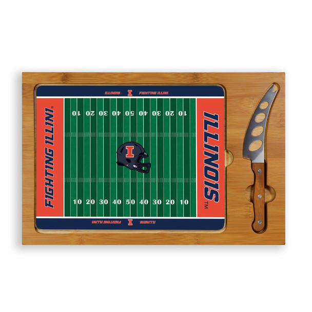 Illinois Fighting Illini Icon Glass Top Cutting Board & Knife Set | Picnic Time | 910-00-505-214-0 Illinois Fighting Illini Icon Glass Top Cutting Board & Knife Set | Picnic Time | 910-00-505-214-0