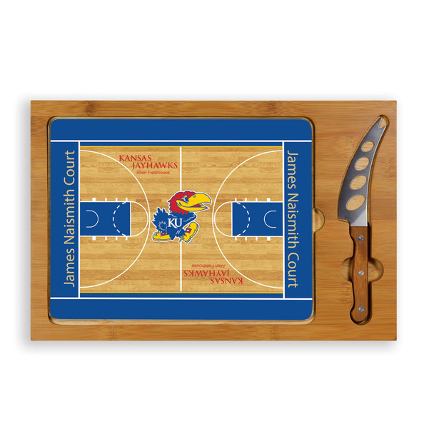 Kansas Jayhawks Icon Glass Top Cutting Board & Knife Set | Picnic Time | 910-00-505-245-0 Kansas Jayhawks Icon Glass Top Cutting Board & Knife Set | Picnic Time | 910-00-505-245-0