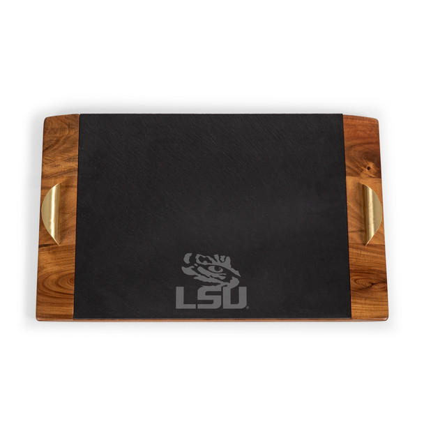 LSU Tigers Covina Acacia and Slate Serving Tray | Picnic Time | 957-07-512-293-0