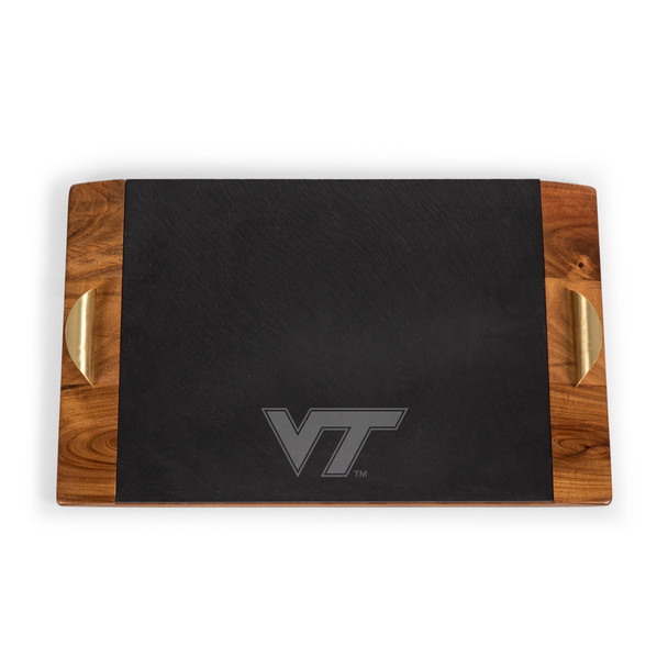 Virginia Tech Hokies Covina Acacia and Slate Serving Tray | Picnic Time | 957-07-512-603-0