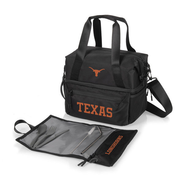 Texas Longhorns Eco-Friendly Recycled Lunch Bag Cooler with Utensils | Picnic Time | 515-01-179-194-1