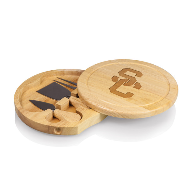 USC Trojans Brie Cheese Cutting Board & Tools Set | Picnic Time | 878-00-505-093-0