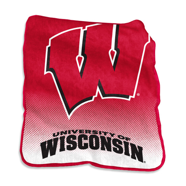 Wisconsin Badgers Raschel Throw Blanket | Logo Chair | 244-26A Wisconsin Badgers Raschel Throw Blanket | Logo Chair | 244-26A